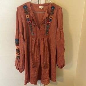 Umgee Floral Embroidered‎ Bohemian Dress